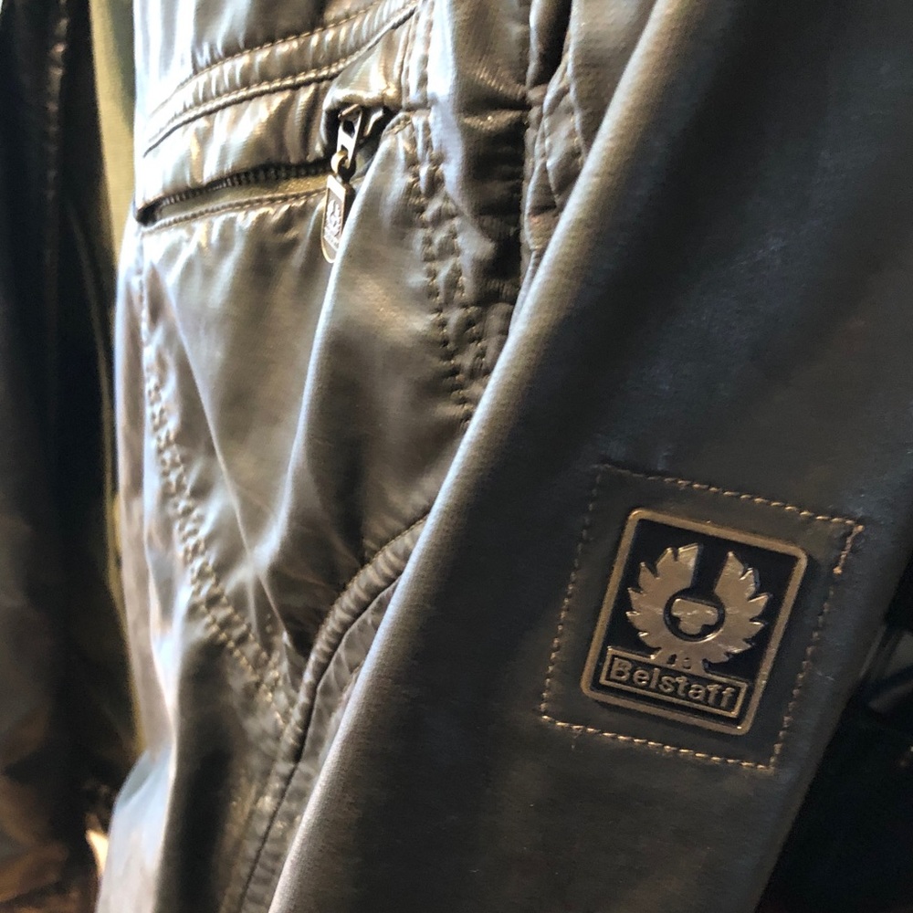 Belstaff Black Bomber Jacket with Branded Sleeve Patch